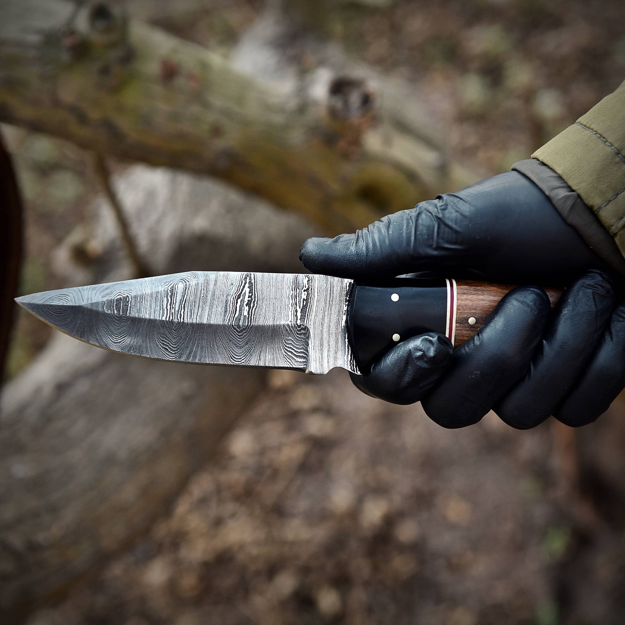 Deer Edge - Wholesale Pocket Knife/Holder - Damascus Steel Fixed Blade Hunting Knife with Wood Handle4