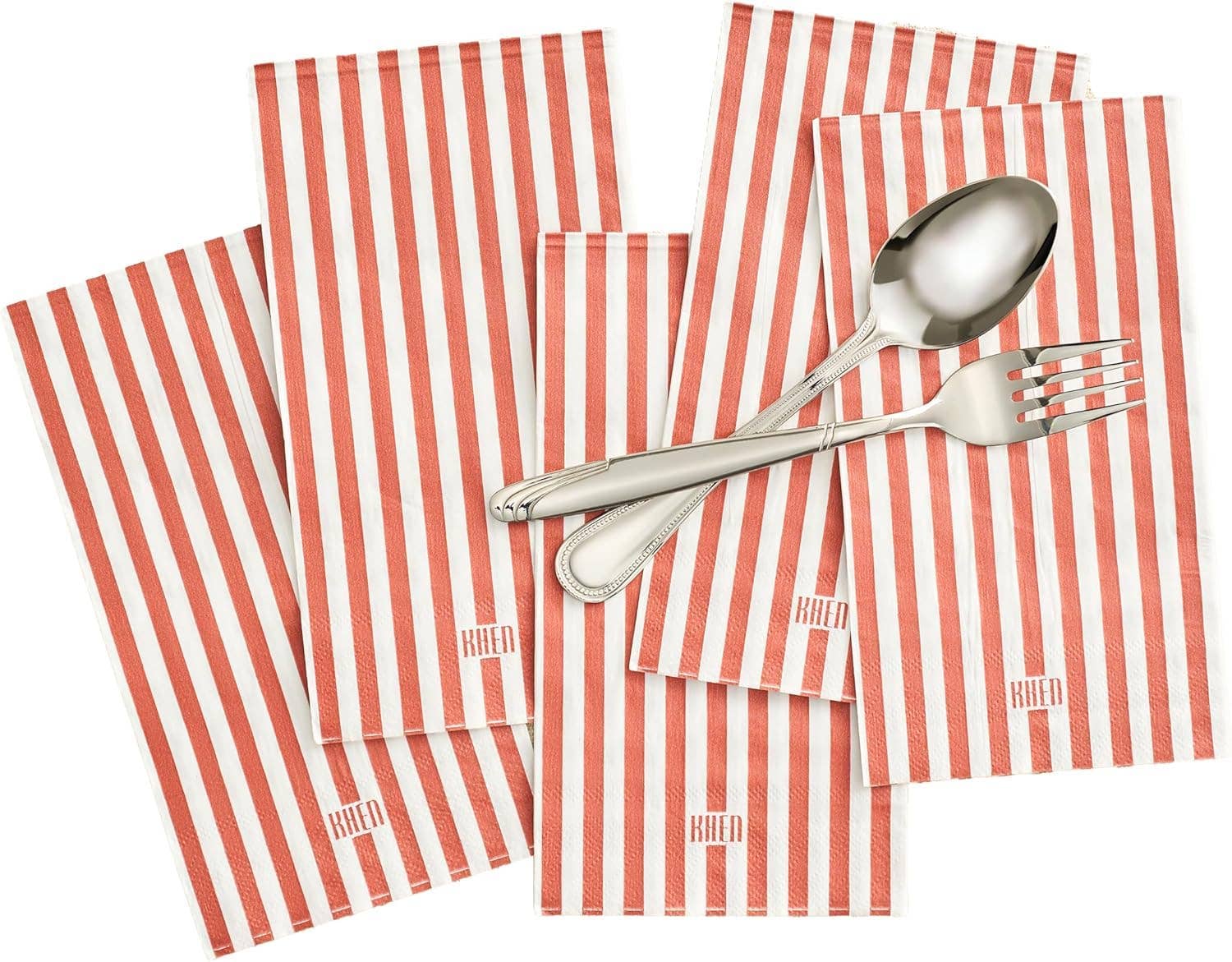The Wine Savant / Khen Glassware - Wholesale Disposable napkin - Red Striped Disposable Napkins & Placemats – 50 Napkins
