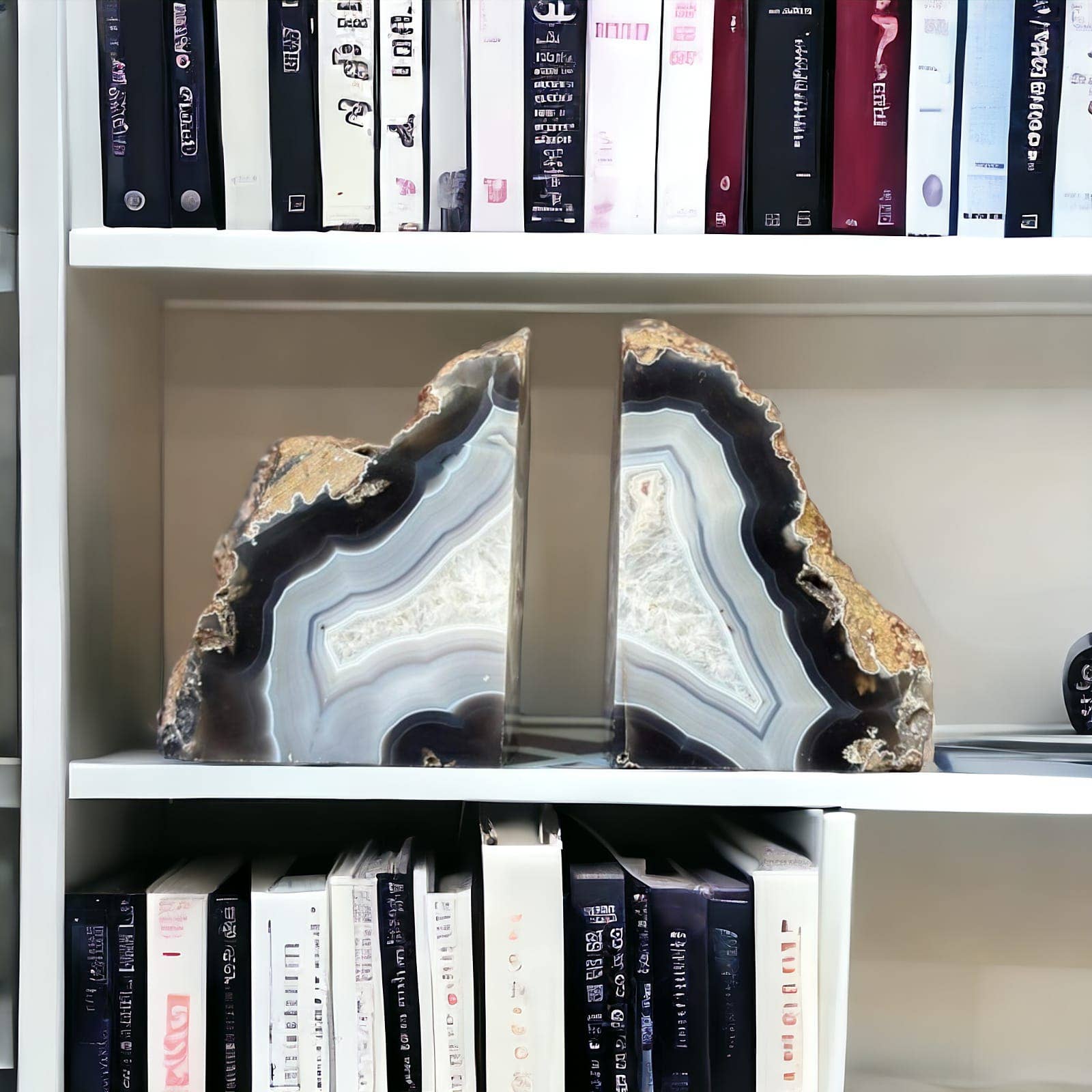 Deep Purple Project - Wholesale Ornament - Agate Geode Bookends, Large Natural Stone Pair10