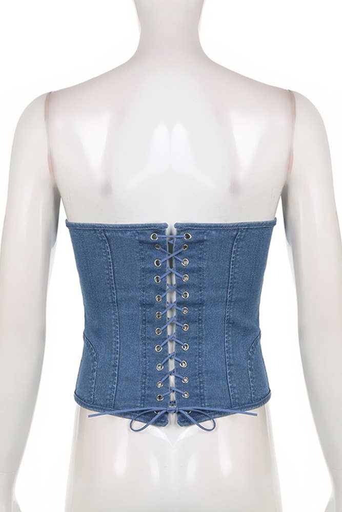 Blue Denim Fishbone Corset ZK563 for wholesale on Faire3