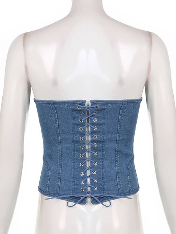 Blue Denim Fishbone Corset ZK563 for wholesale on Faire3
