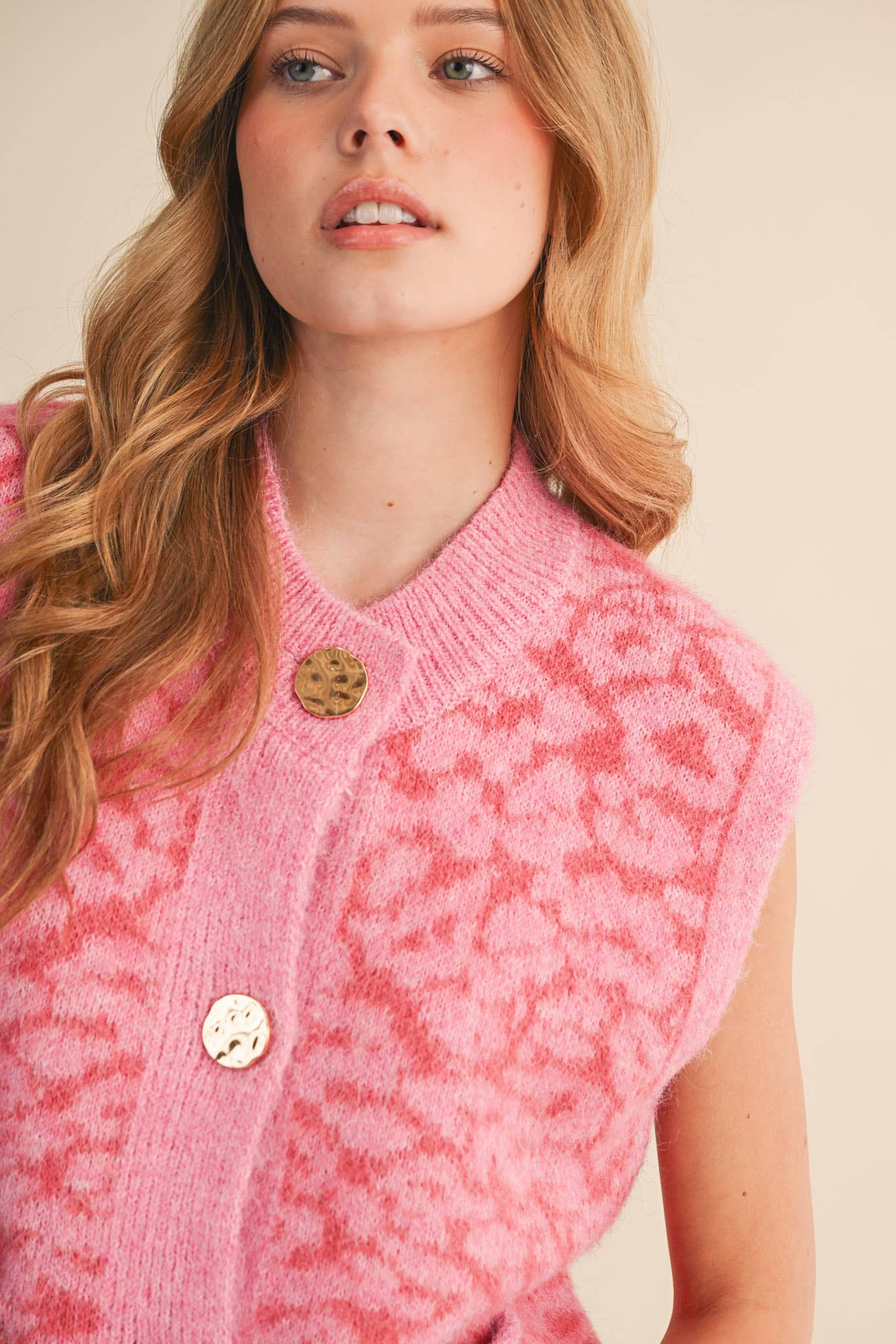 &MERCI - Wholesale Sweater Vest - Women's - LEOPARD KNIT SWEATER VEST MSW1124034