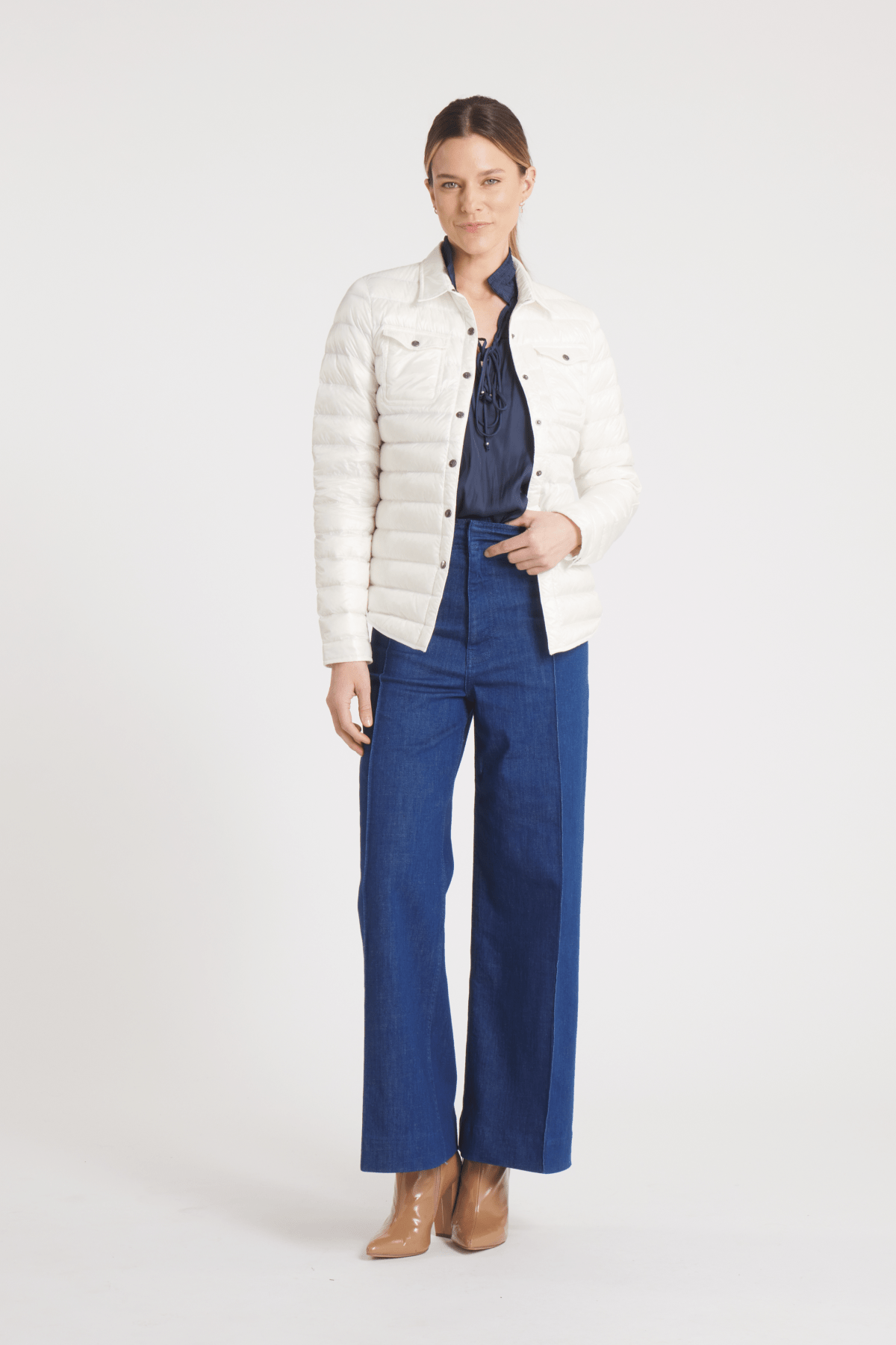 Cotes of London - Wholesale Puffer Jacket - Women's - The Harrow Royale | Down Shirt | Ivory1
