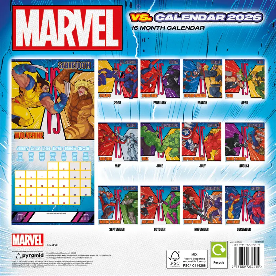 Pyramid International - Wholesale Calendar - Marvel Vs Official 2026 Square Calendar1