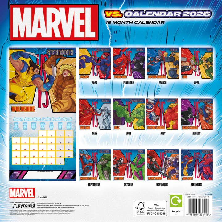 Pyramid International - Wholesale Calendar - Marvel Vs Official 2026 Square Calendar1