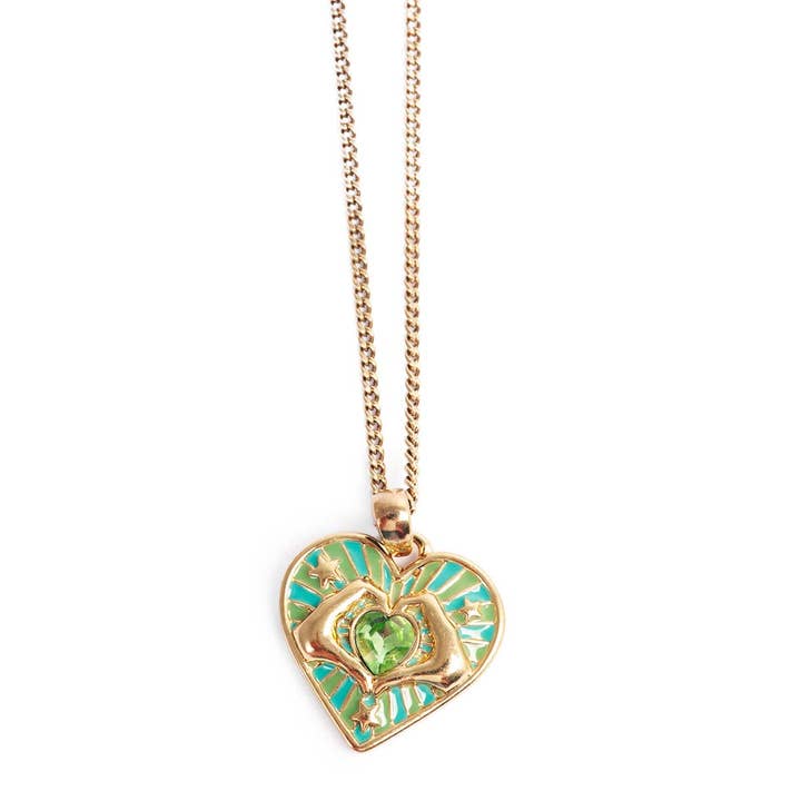 Collier pendentif cœur vert pour la vente par A&C Oslo