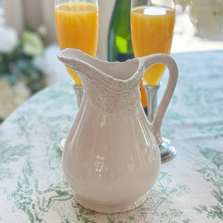 Arte Italica & Crown Linen Designs - Wholesale Pitcher - Finezza Cream Small Pitcher - New