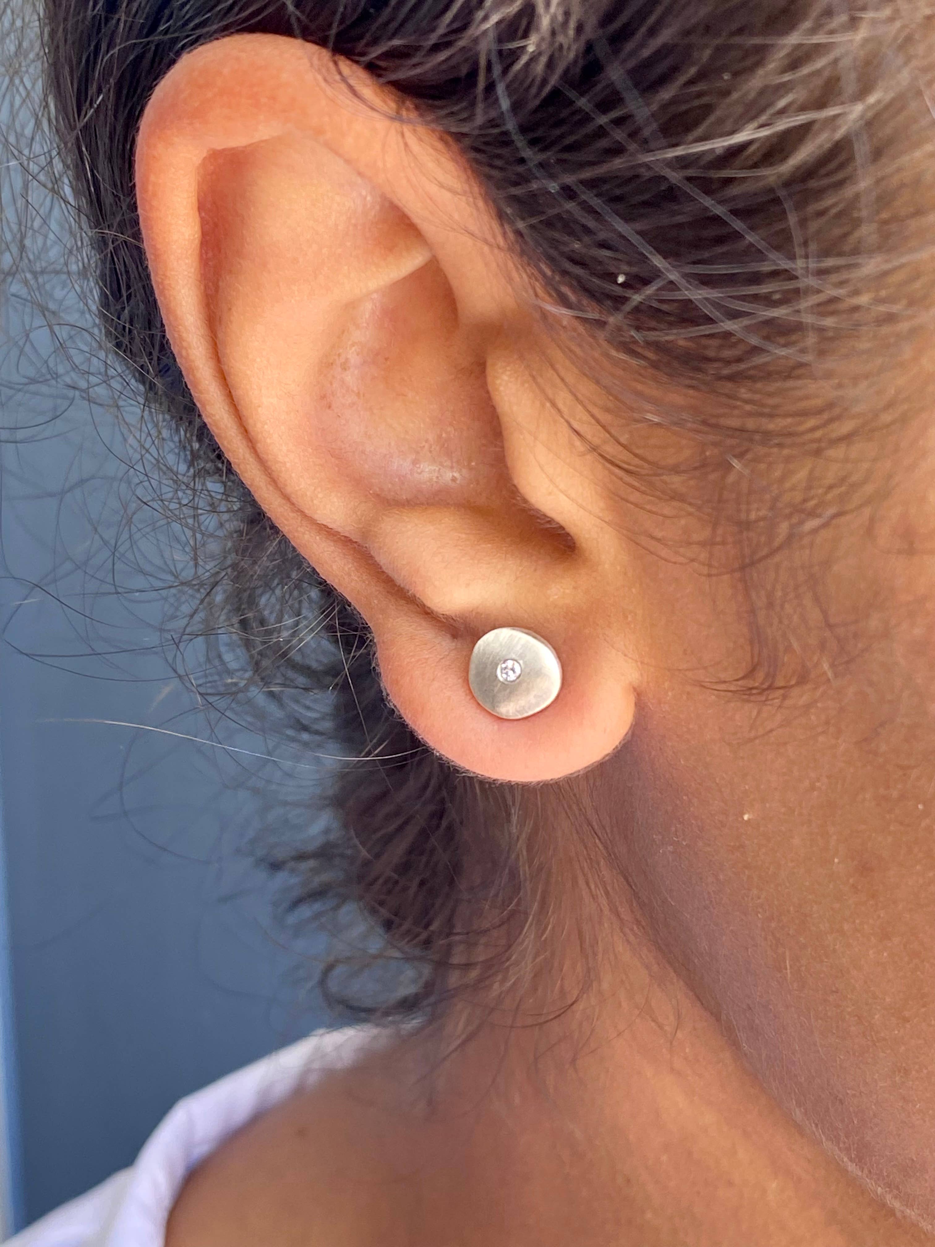 Philippa Roberts - Wholesale Stud/Post Earrings - Tiny Circular Posts 02Ct Diamond Silver or Vermeil Earrings2