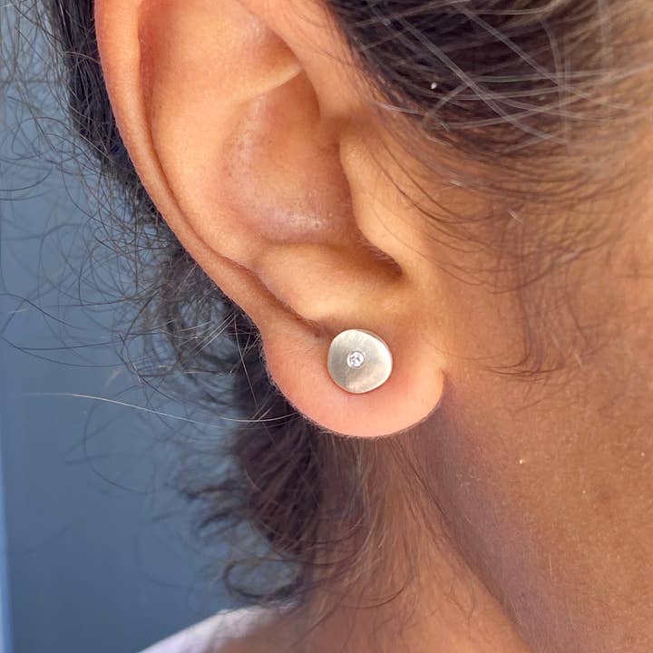 Philippa Roberts - Wholesale Stud/Post Earrings - Tiny Circular Posts 02Ct Diamond Silver or Vermeil Earrings2