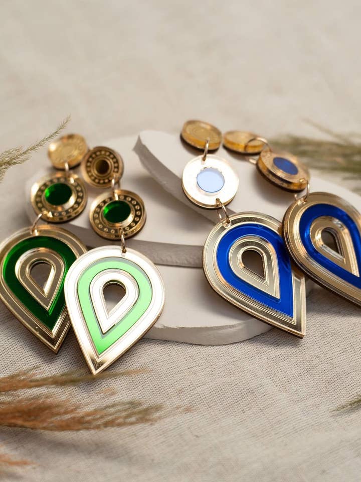 Druppelvormige lasergesneden statement-oorbellen voor wholesale door Plato's Fire