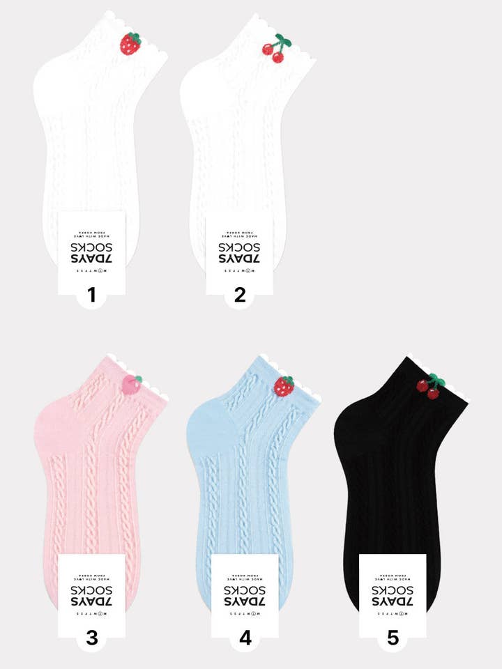 Women's Berry& Berry Middle Ankle Socks - Made in Korea for wholesale by 7DAYSSOCKS