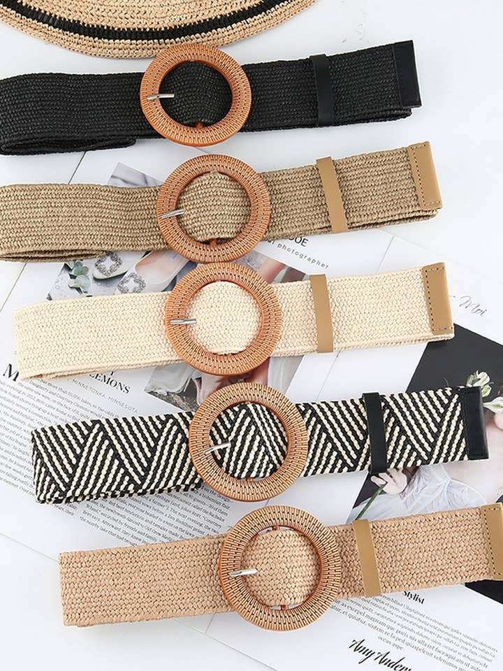 CWABE0544_VINTAGE BRAIDED ROUND BUCKLE BELTS for wholesale by NINEXIS