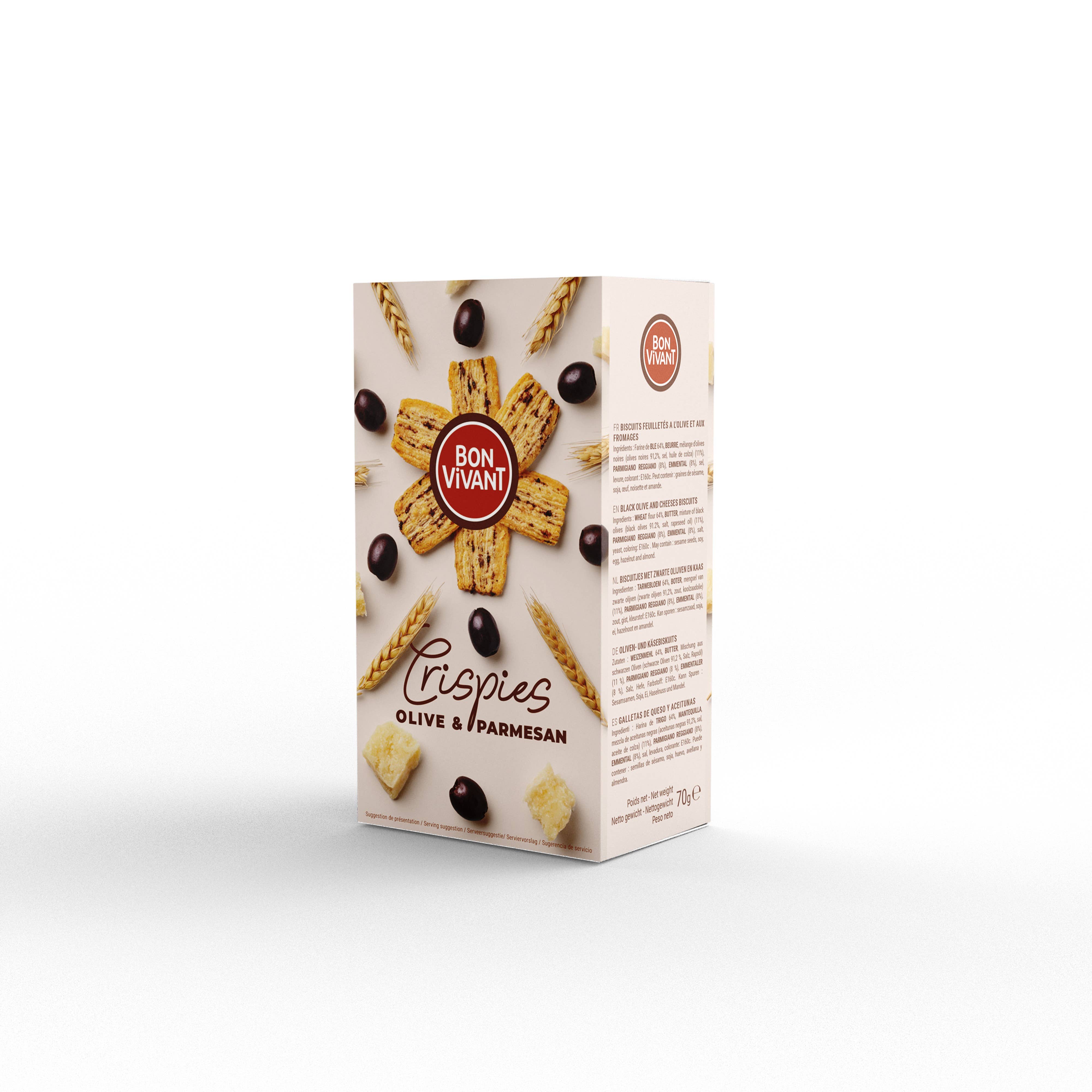 BON VIVANT - Wholesale Cookie - Specialty Trade Olive & Parmesan Squares 70g