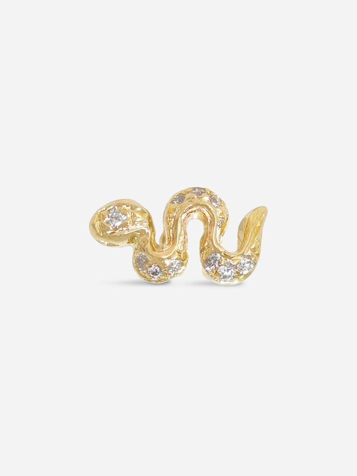 Mini Snake Threaded Flat Back Earring | Single for wholesale by Porter Lyons