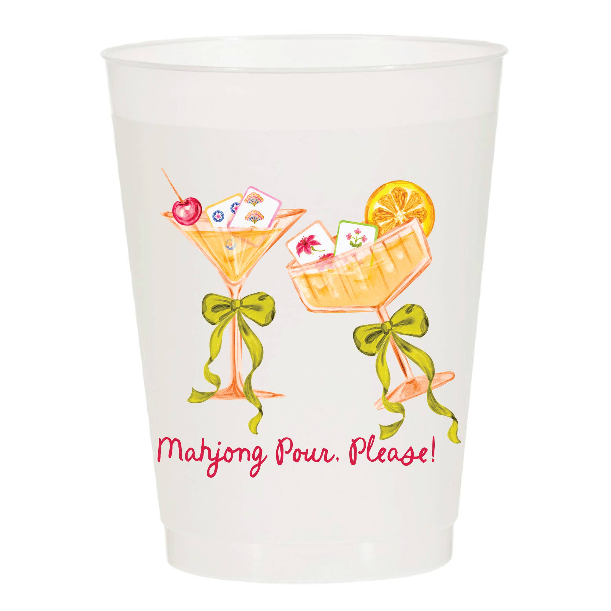 Sip Hip Hooray - Wholesale Disposable Cup - Mahjong Pour, Please! Full Color Frosted Cups - Mahjong 0