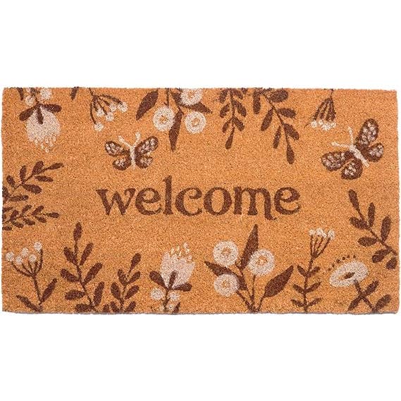 Kokosmatten Chelsea Welcome -17"X30" wit en bruin voor wholesale door India Wholesale Co