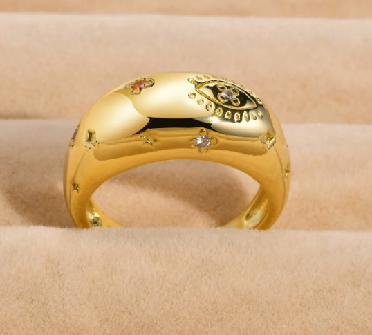 HoopLa - Wholesale Band/Stacked Ring - Evil Eye Dome Stacking Ring- Galaxy Confetti Ring1