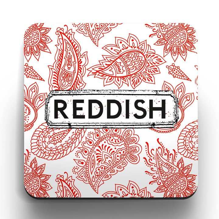 Red and White Paisley Coasters (set of 4) for wholesale by tinned snail