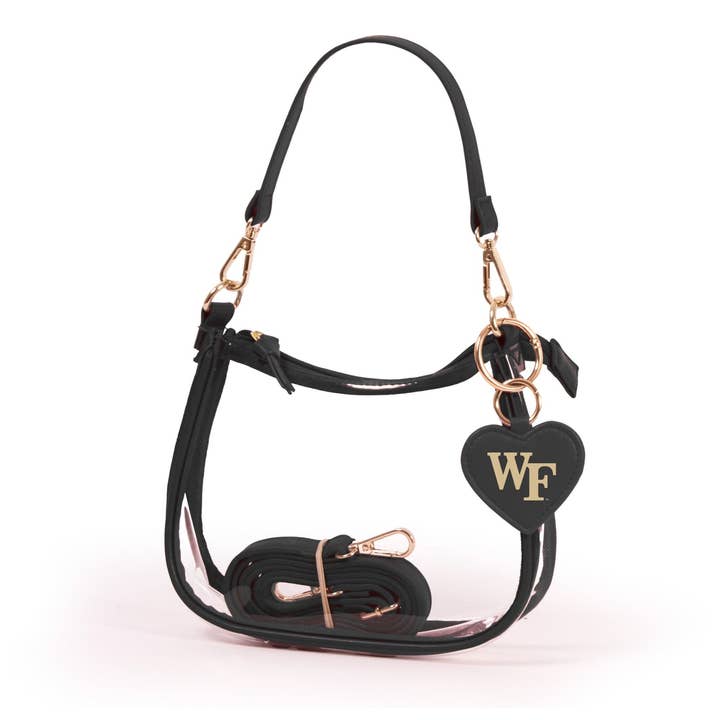Wake Forest Demon Deacons Clear Clara Purse with Heart Charm for wholesale by Desden