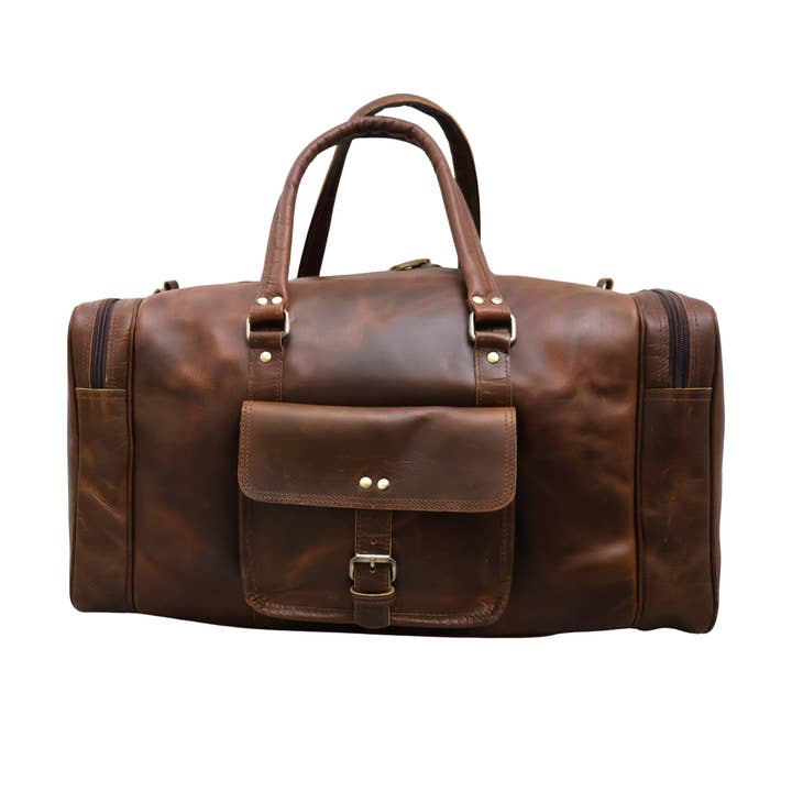 Sac de voyage vintage en cuir brut pour le week-end pour la vente par Billion Brothers