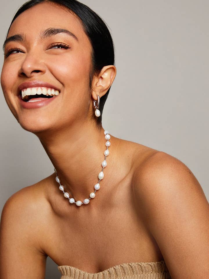 Joanne Pearl Drop Stud Earrings for wholesale by Maudella