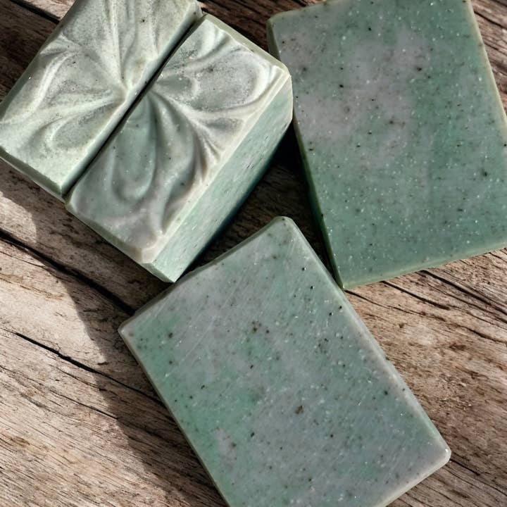 The Woodsman (Tobacco, Bay Leaf, Nettle & Oatmeal) for wholesale by Mountain Goat Soap Company
