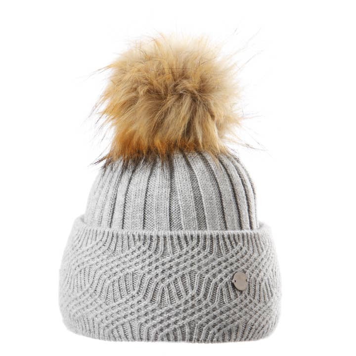 Screamer - Wholesale Beanie - Women's - Chloe Embellished Cuffed Beanie with Faux Fur Pom1