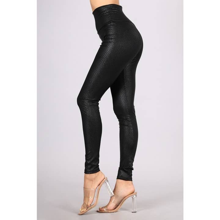 SCHWARZ Leggings mit hoher Taille und Schlangenmuster für den Großhandel auf Faire