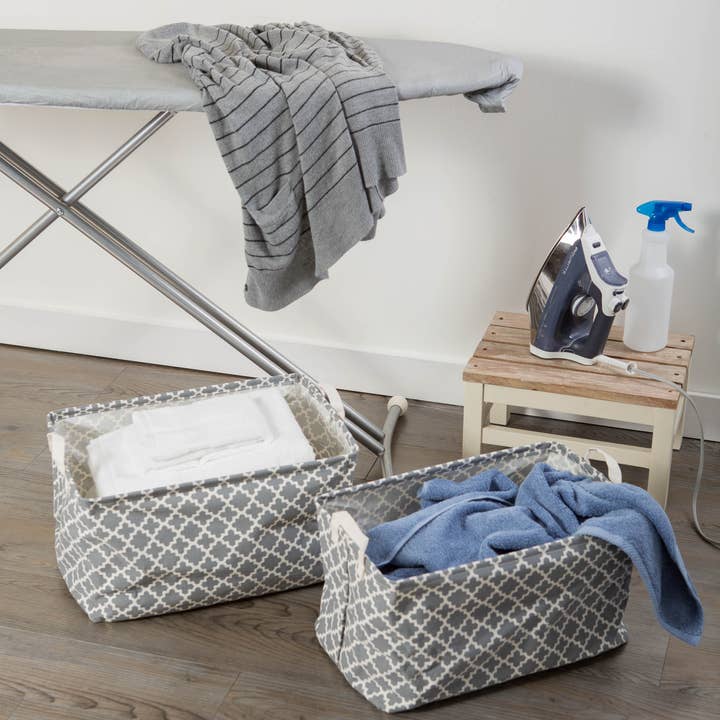 Welcome Home Unbeatable Deals - Wholesale Laundry Basket - Laundry Bin Lattice Gray Rectangle Large