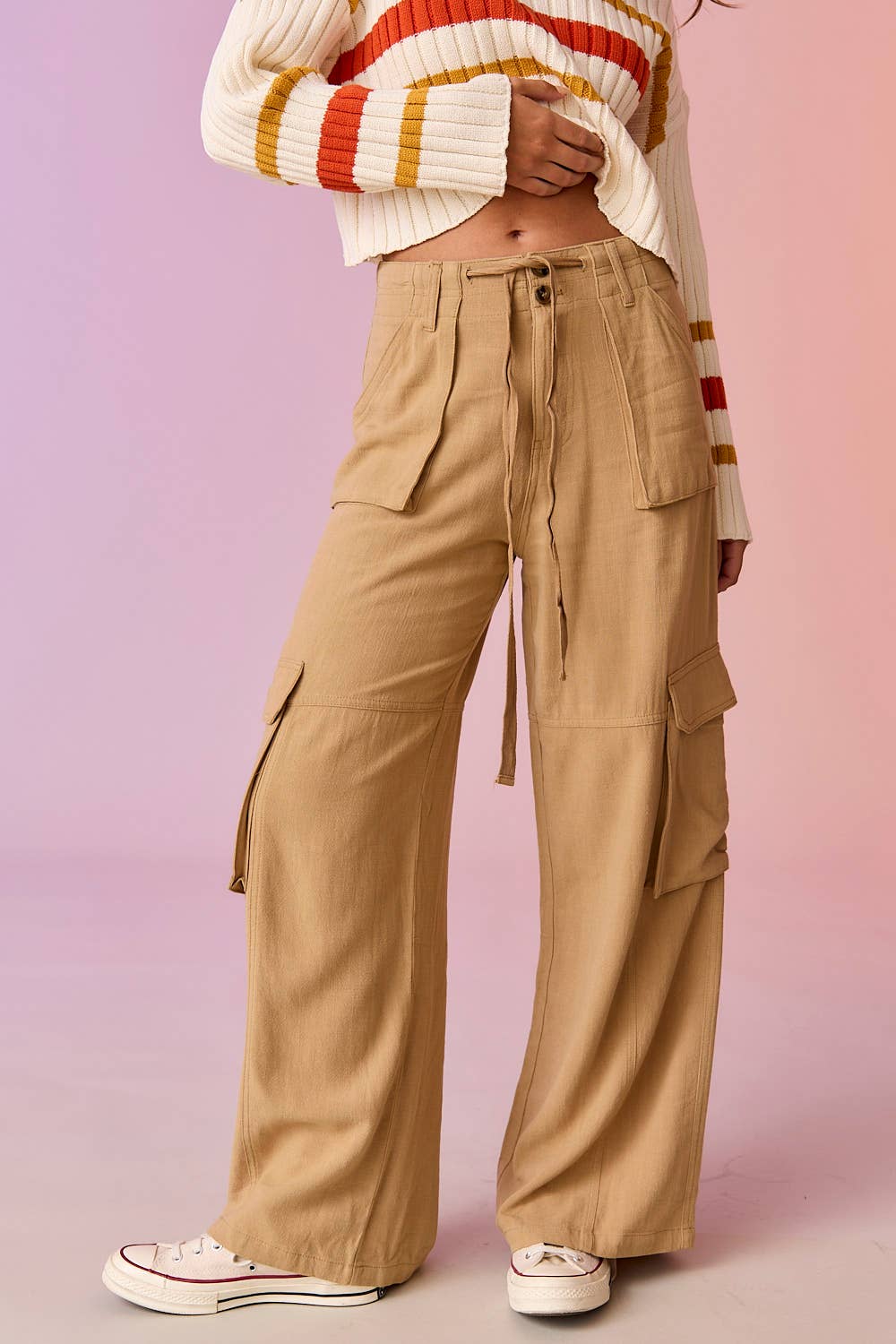 Noir PP17912 - Pantalon utilitaire à jambes larges Maya Relaxed Fit en vente sur Faire3