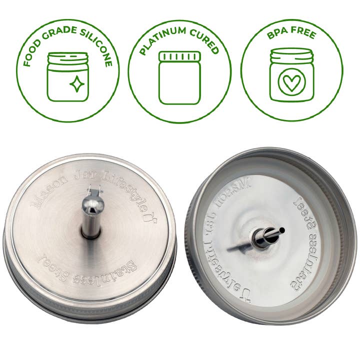 Mason Jar Lifestyle - Wholesale Kitchen Tool/Gadget - Stainless Steel Pour Spout Oil Cruet Lids for Mason Jars