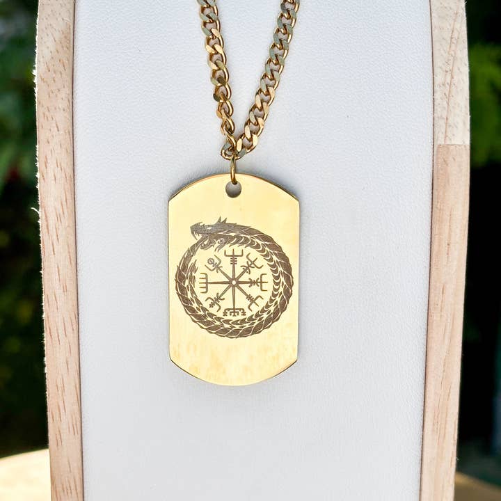 Ouroboros i vegvisir soldatbricka halsband - Rostfritt stål för wholesale av Arthousefern