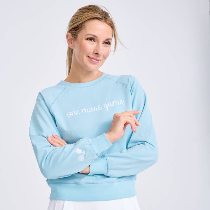 Light Blue One More Game Women's Love All Sweatshirt for wholesale on Faire