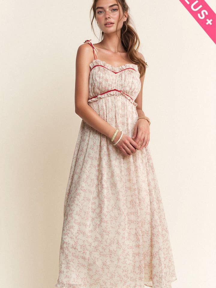 ABITO MAXI CON STAMPA FLOREALE E SMOCKING PLUS GARDEN per la vendita all'ingrosso da parte di Davi & Dani