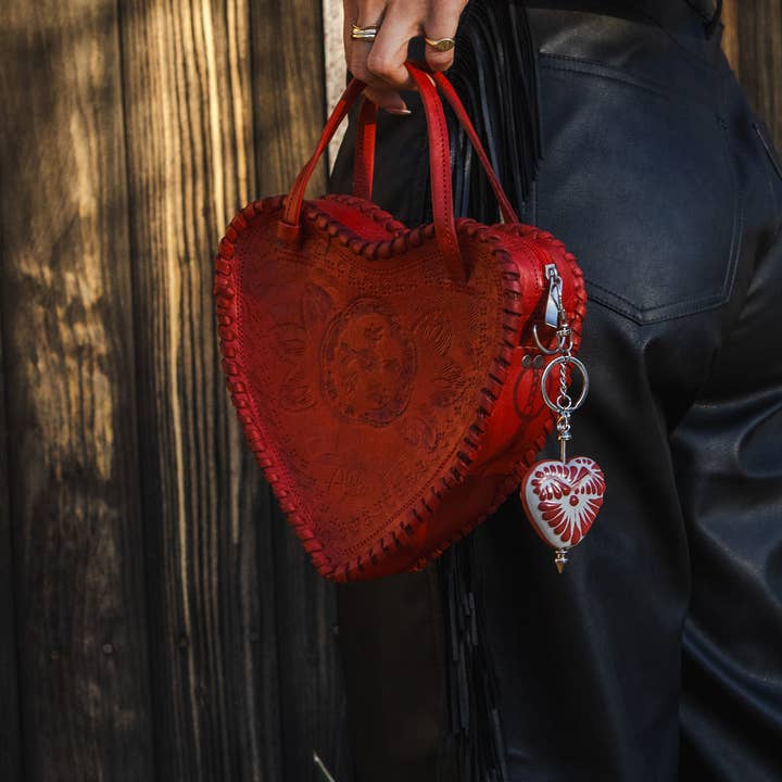 Adela Artisan Made LLC - Wholesale Crossbody Bag - Women's - Red Heart Leather Purse22
