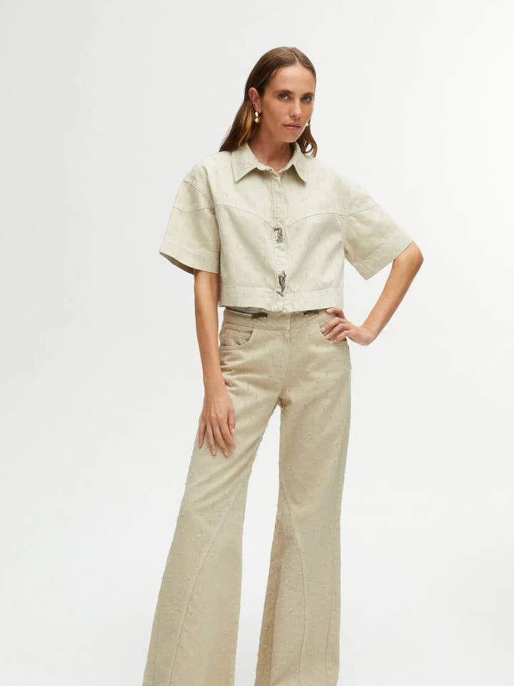Wide Leg Jeans with Zipper Detail at Waist for wholesale by NOCTURNE