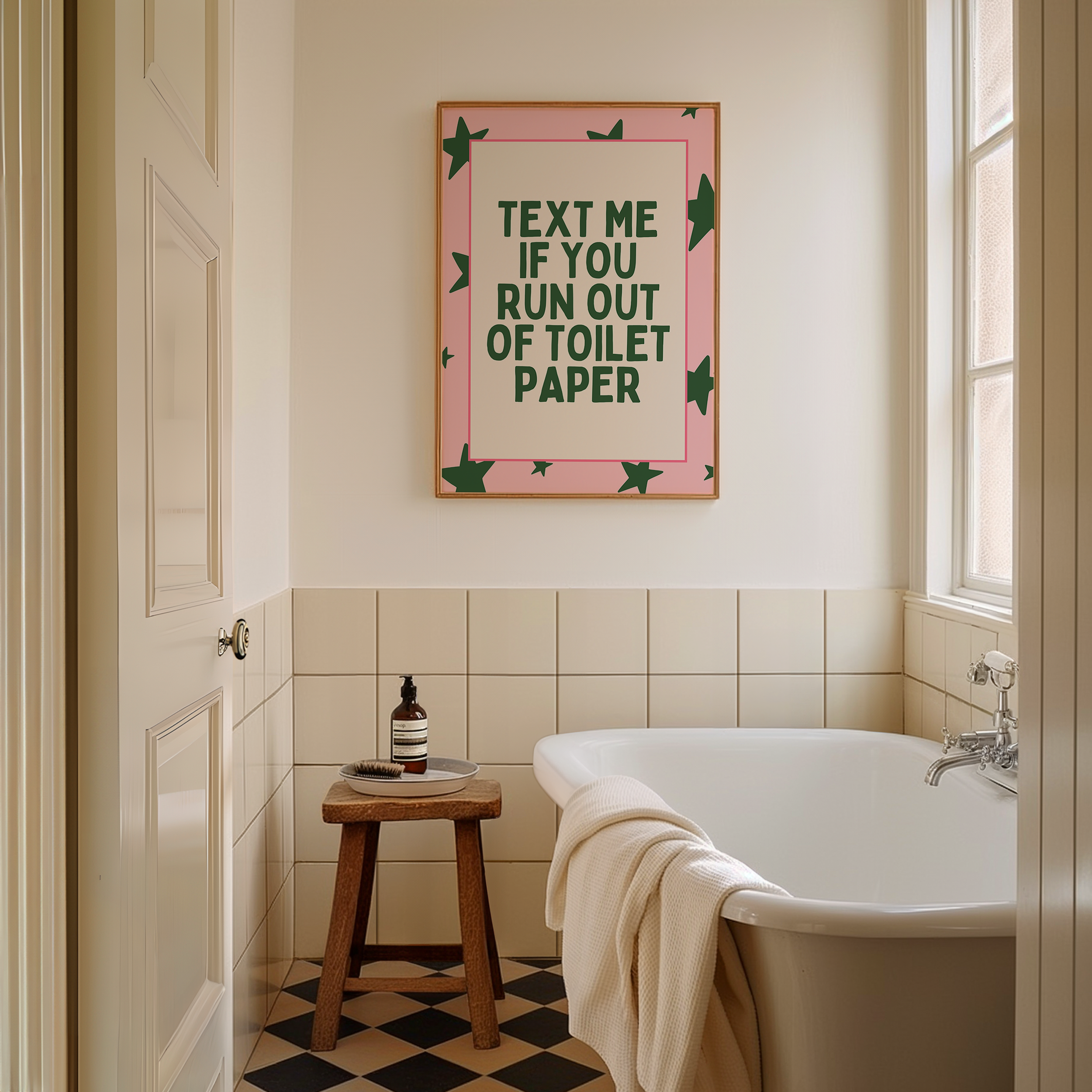 Wisdom and Wonder Designs – wholesale Art print – Text Me If You Run Out Of Toilet Paper | Forest Green & Blush | Art Print3