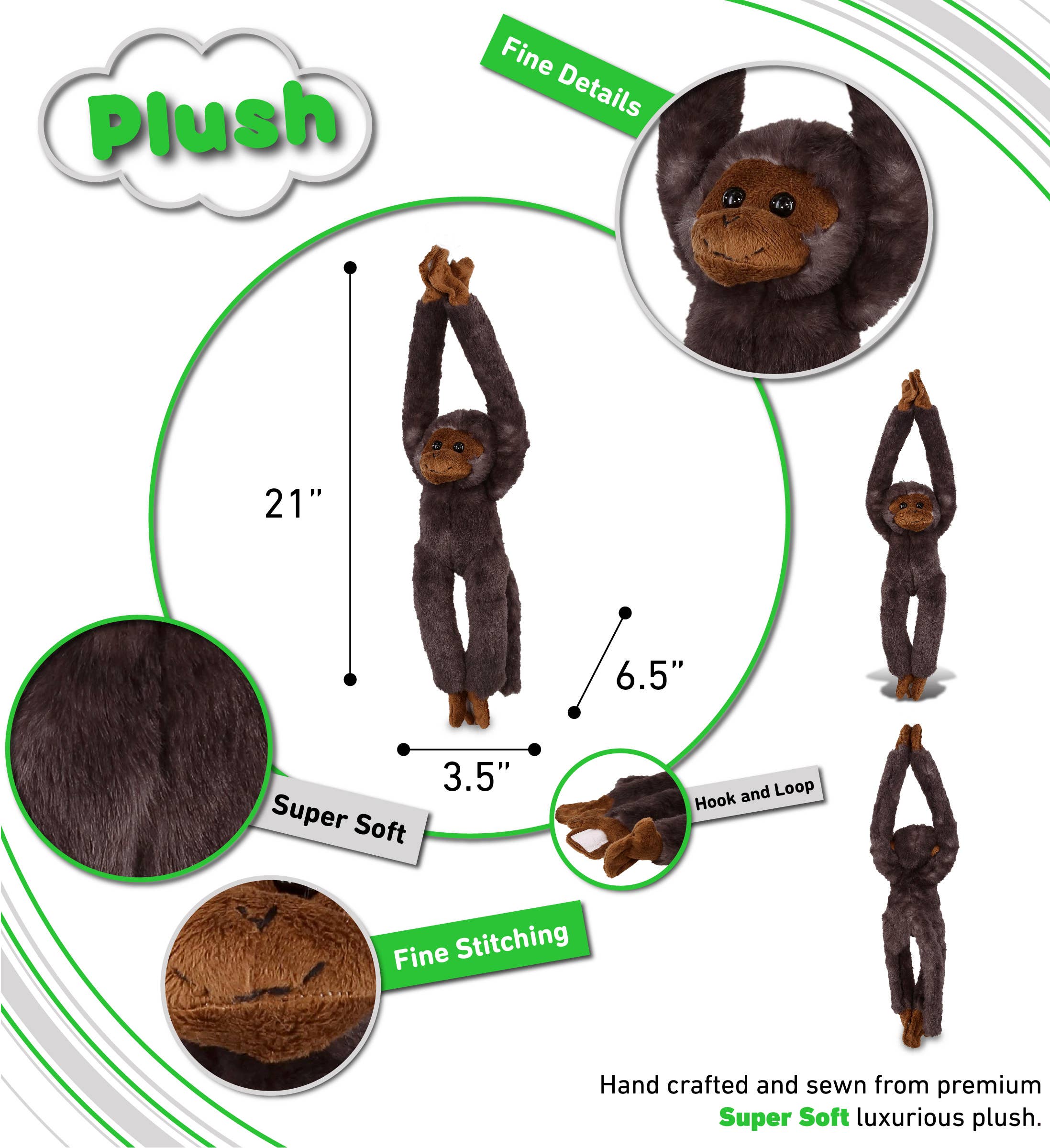 Cota Global - Wholesale Stuffed/Plush Toy - Kids & Baby - Super Soft Plush - Long Arm Hanging Black Capuchin Monkey2