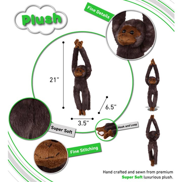 Cota Global - Wholesale Knuffels - Kinderen en baby - Superzachte Pluche - Langarmige Hangende Zwarte Kapucijnaap2