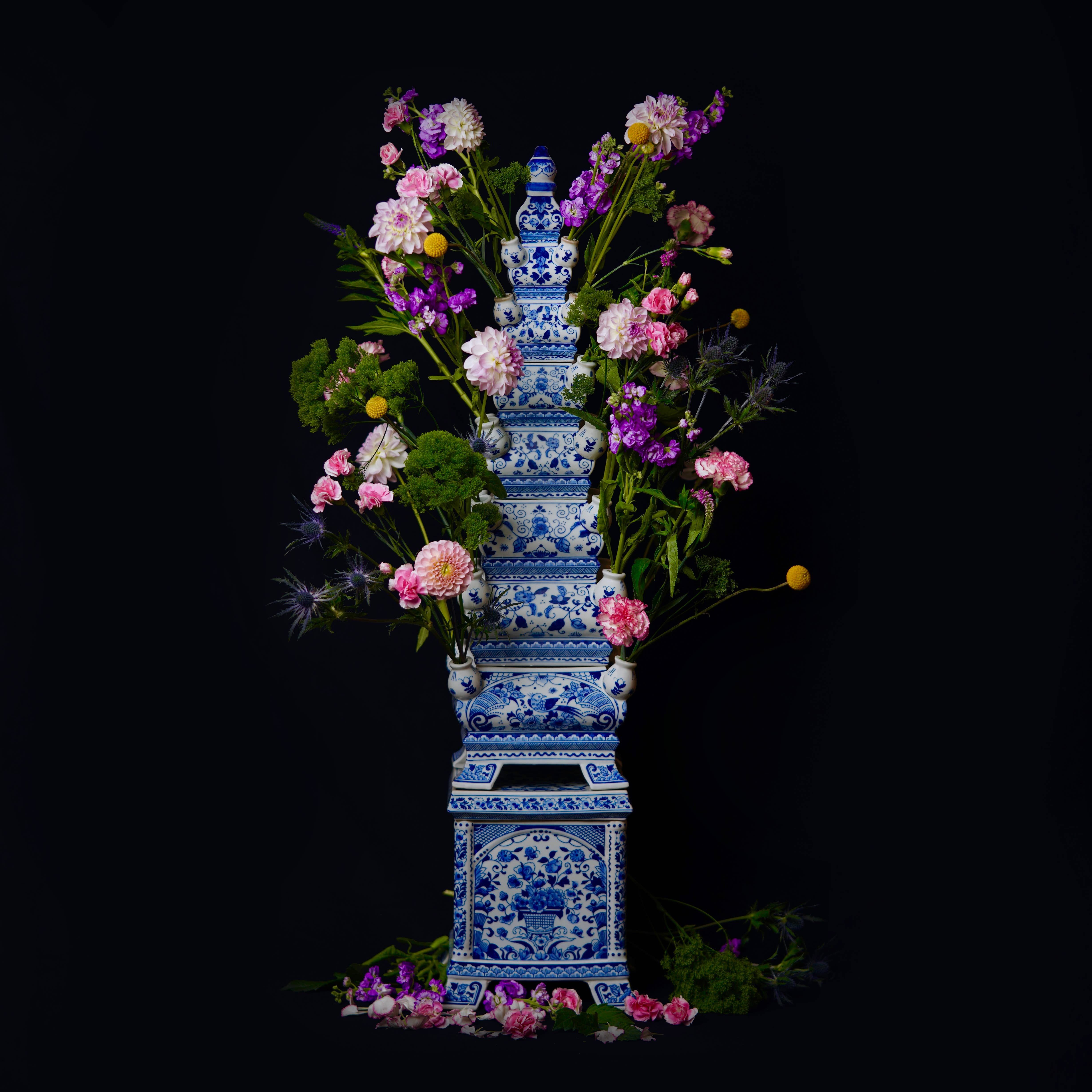 Cobalt Guild - Vendita all'ingrosso Vasi - Tulipiere alto in porcellana blu e bianca7