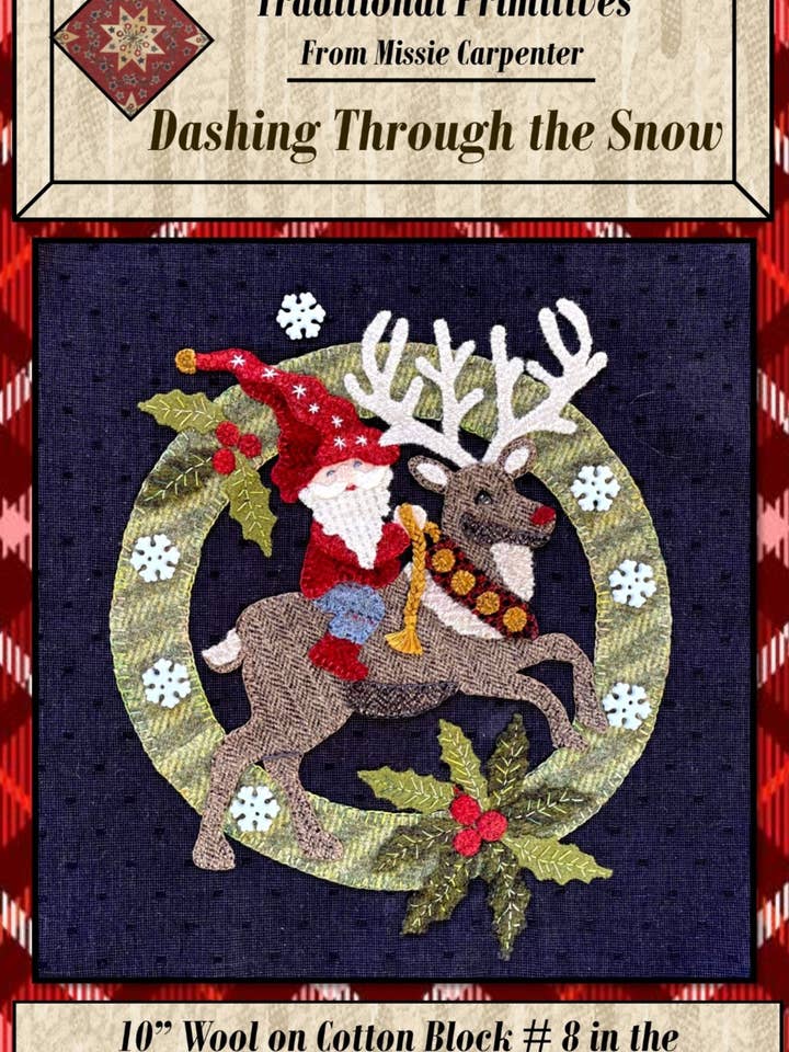Dashing Through the Snow Wool Applique Pattern for wholesale by Traditional Primitives