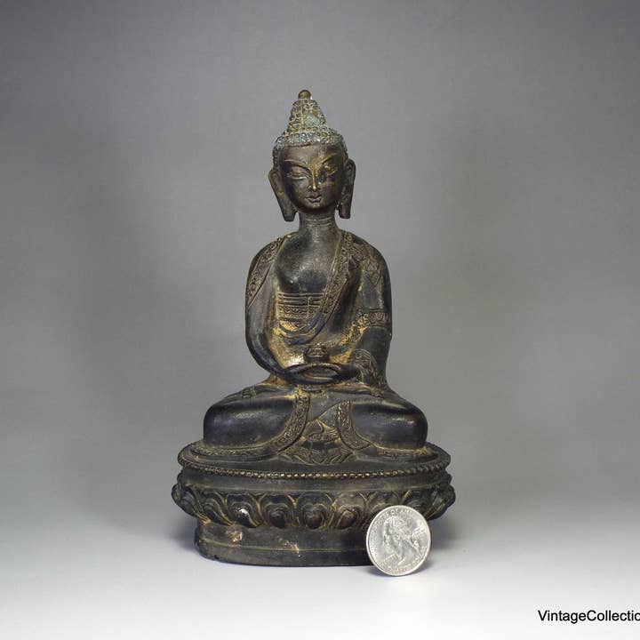 Vintagecollection888 - Vente Sculpture - Statue ancienne en bronze du Bouddha chinois6
