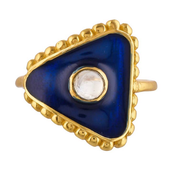 Anillo de Esmalte Chapado en Oro con Piedra de Luna, Joyas Únicas Hechas a Mano para venta al por mayor de Misteerious Seed