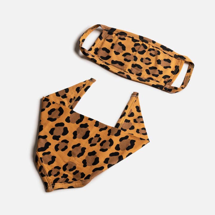 Matching Human & Dog Bandana & Face Mask Bundle – Leopard Print Set for wholesale by Dollar Paw