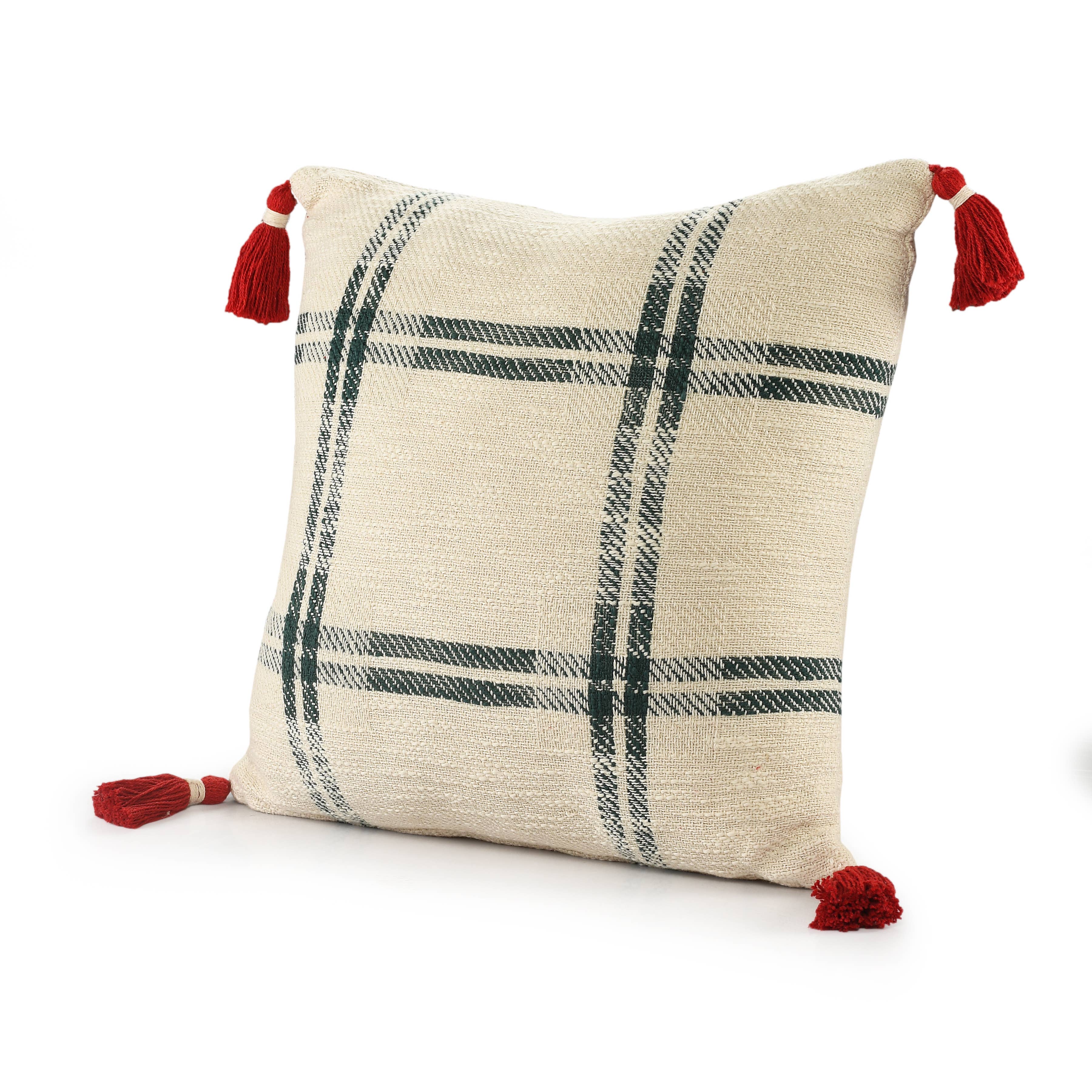 LR Home - Wholesale Throw/Decorative Pillow - Christmas Holiday Plaid Accent Throw Pillow, Red/Green4