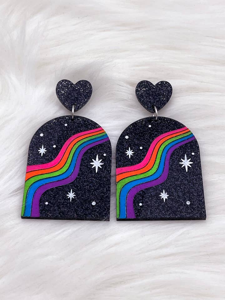 Rainbow Connection earrings for wholesale by Madame Whiskers