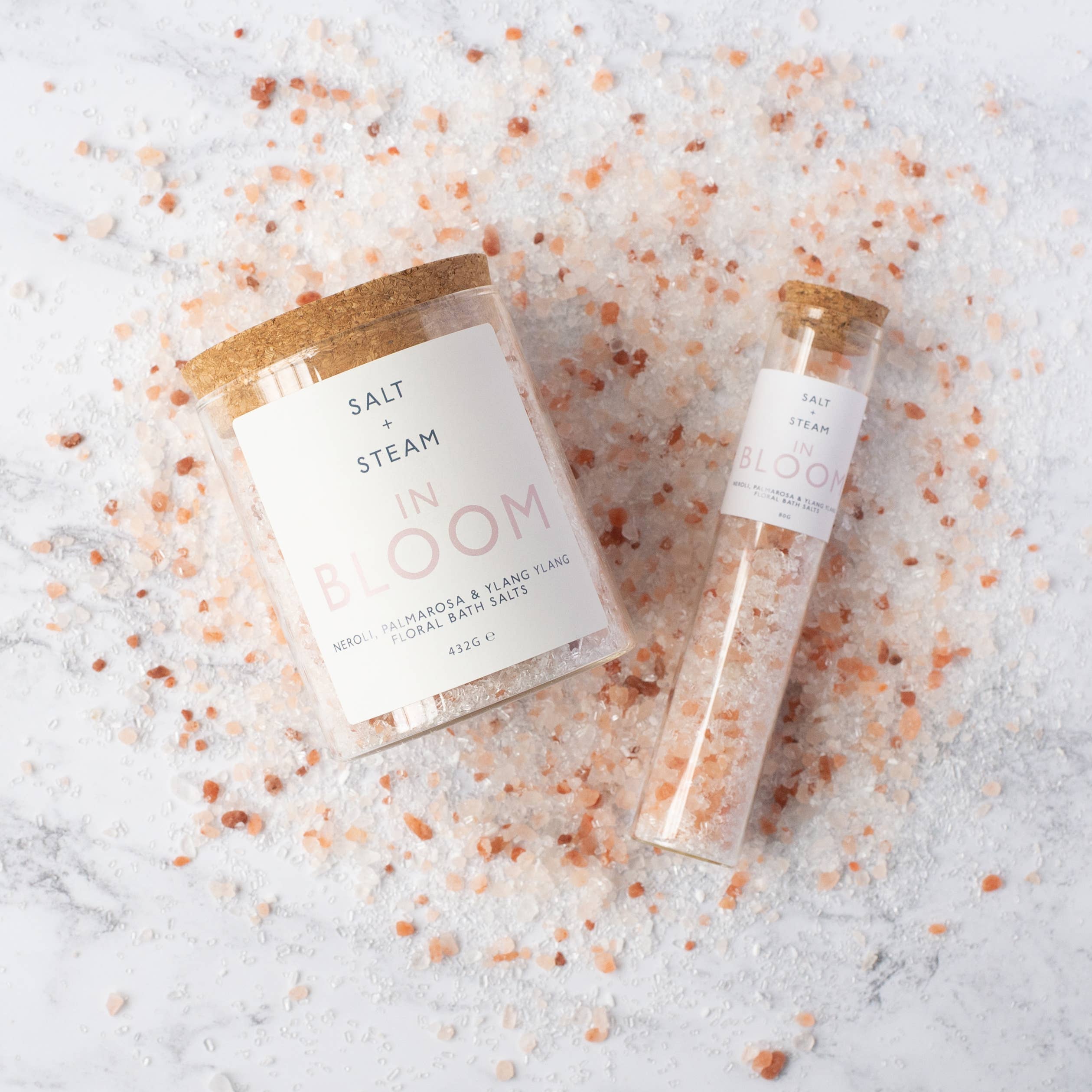Salt + Steam - Wholesale Bath Salts - In Bloom - Rose, Neroli & Palmarosa Bath Salts 80g & 432g2