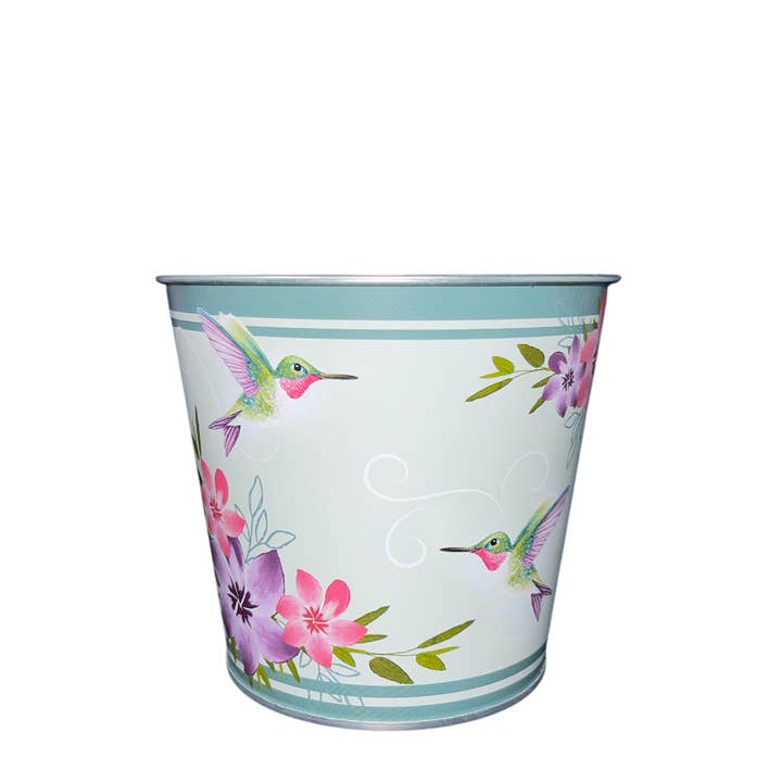 Thompson Wholesale - Wholesale Plant Pot - Hummingbird Floral Metal Pots -- 12 Piece Set2
