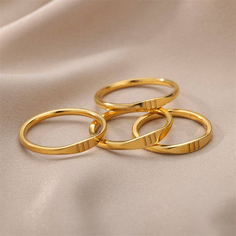 Perimade & Co. LLC - Wholesale Band/Stacked Ring - Gold Lucky Number Stacking Band Ring in Stainless Steel12