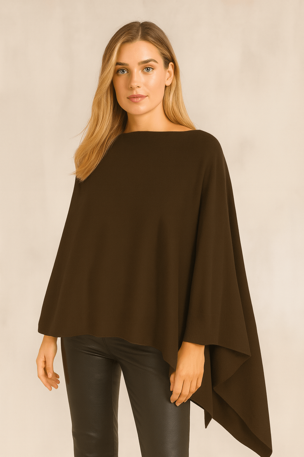 MiMi Wholesale - Wholesale Poncho - Women's - CCP320056 Juney Soft Classic Knit Poncho Ruana12